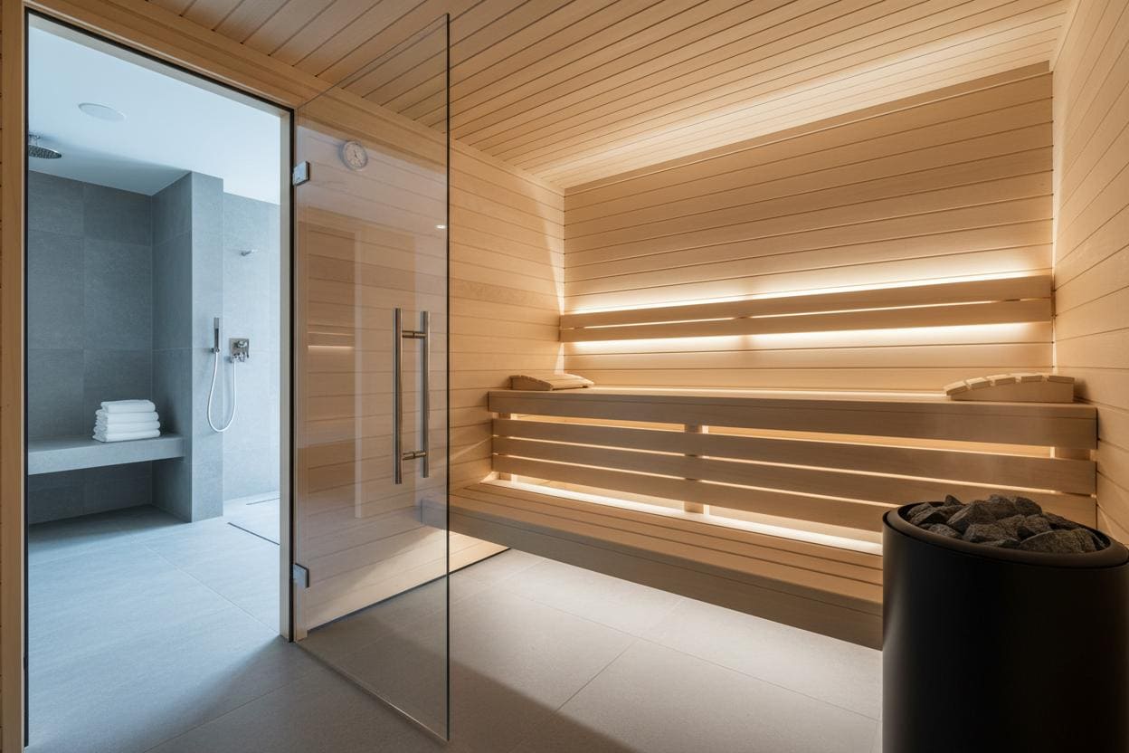Moderni vidaus sauna su dušu